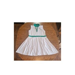 Lady Hagen White and Green Long Sleeve Dress